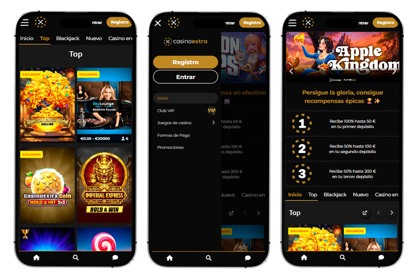 Versión móvil de Casino Extra adaptada para teléfonos y tablets
